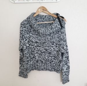 Catherine Black and White Cowl Cropped Sweater